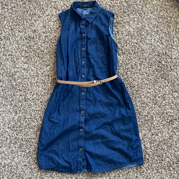 The Limited Dresses & Skirts - Sleeveless button up denim dress with belt